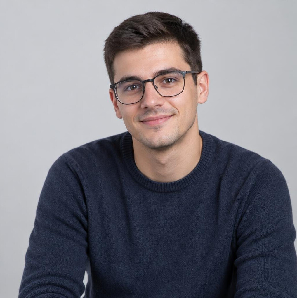 Portrait of a young Croatian man with glasses