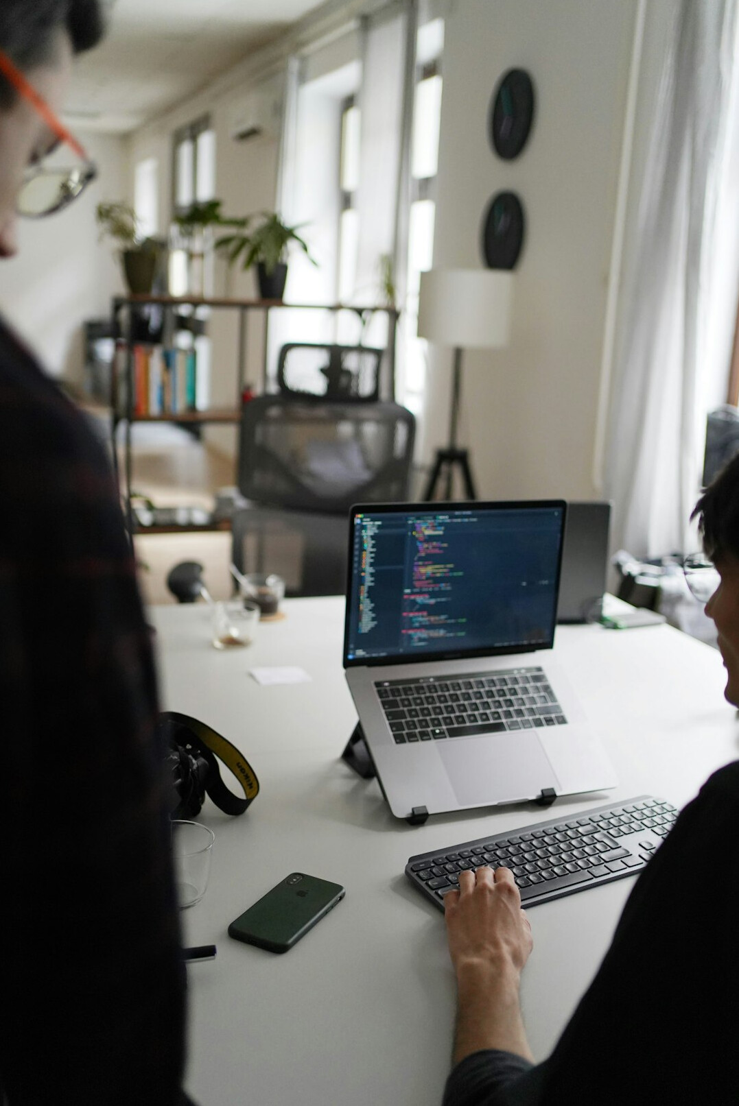 programming student at desk