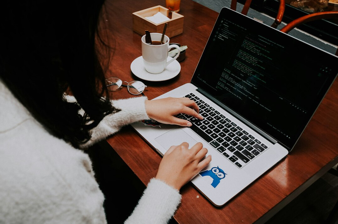 croatian student coding on laptop