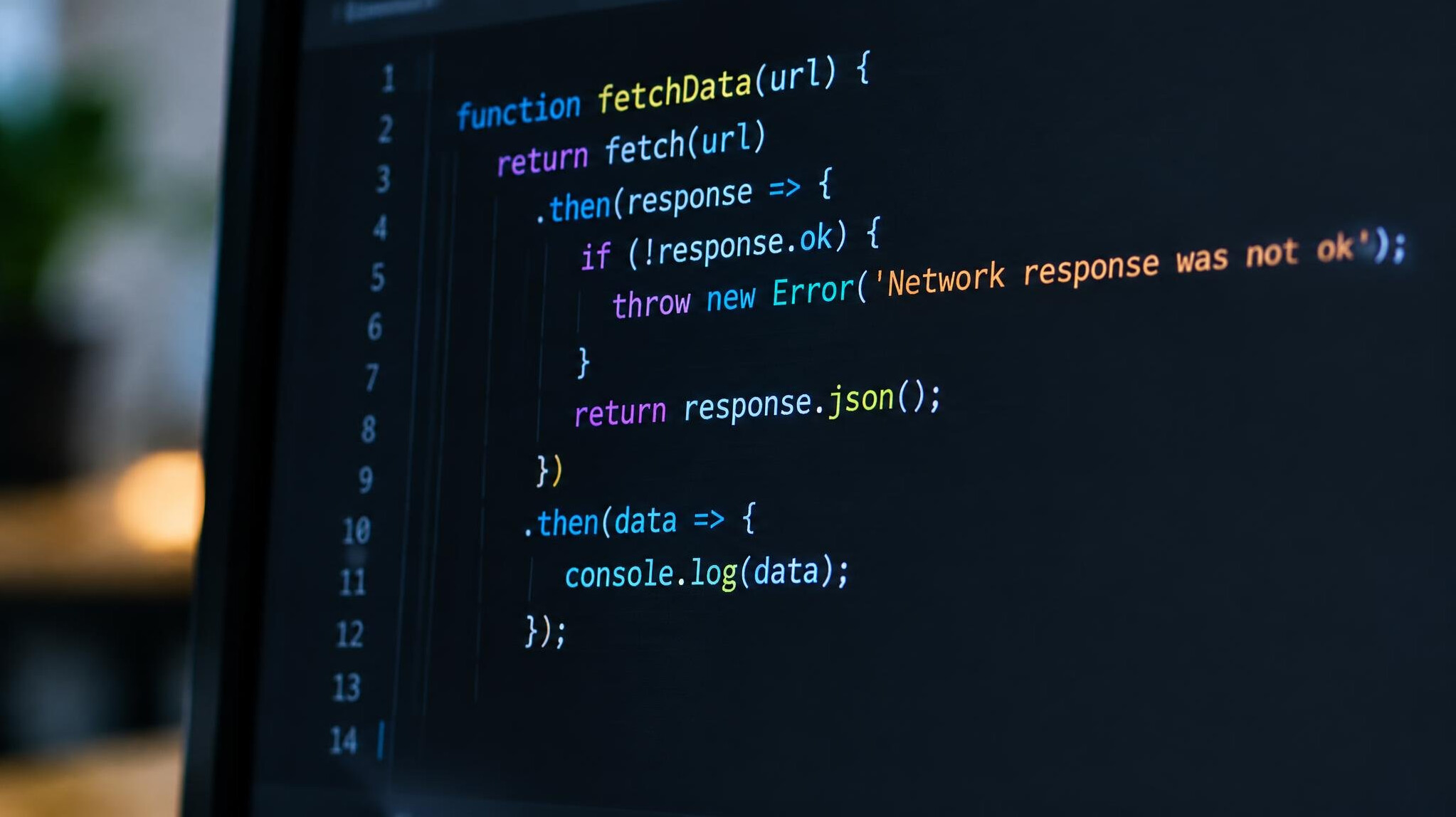 Multiple lines of colorful programming code on a monitor